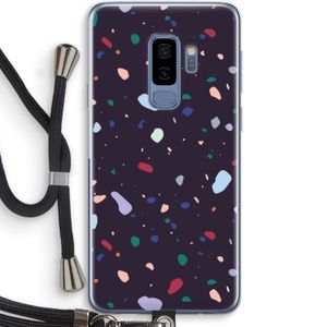 Dark Rounded Terrazzo: Samsung Galaxy S9 Plus Transparant Hoesje met koord