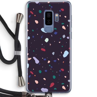 Dark Rounded Terrazzo: Samsung Galaxy S9 Plus Transparant Hoesje met koord