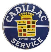 Cadillac Authorized Service Emaille Bord - 29 cm ø - Ande Rooney 1990&apos;s - thumbnail