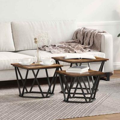 Salontafel 3 pcs Gerookt eiken 50 x 50 x 40 cm