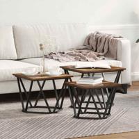 Salontafel 3 pcs Gerookt eiken 50 x 50 x 40 cm
