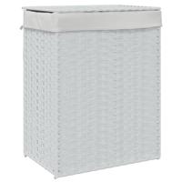 vidaXL Wasmand met deksel 46x33x60 cm poly rattan wit - thumbnail