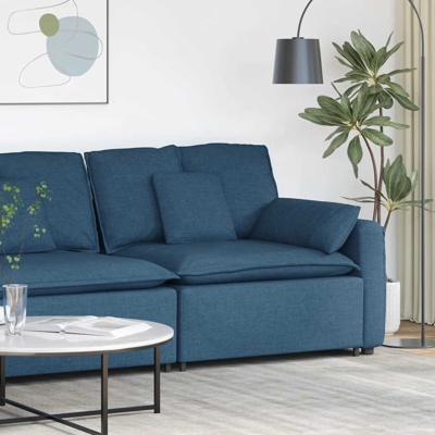 Modulaire bank Armleuning eindmodule met kussens 100 cm blauw