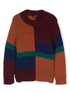 DSQUARED2 KIDS pull en maille à design colour block - Orange