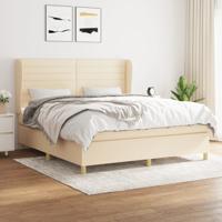 Boxspring met matras stof crèmekleurig 180x200 cm