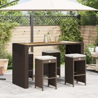 Tuinbarkrukken met kussens 4 st poly rattan bruin