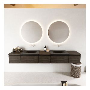 Mondiaz Bukla 240cm badmeubel met module 40 kleur dark brown met 5 lades en wastafel dubbel zonder kraangat kleur urban