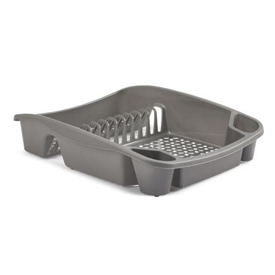 Afwas afdruiprek - kunststof - 48 x 39 x 12 cm - grijs - afwassen en drogen