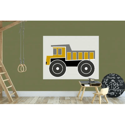 Designed4Kids behangpaneel kiepwagen oker