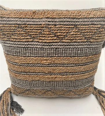 Kussen Naturel Jute Wol grijs