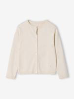 Meisjesvest Basics van fijn breisel gemêleerd beige