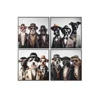 Schilderij Home ESPRIT Wit Zwart Hond Loft Coating 62 X 3 X 62 CM (4 Stuks)