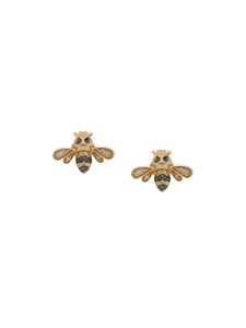 Sydney Evan 14kt gold diamond and sapphire bumble bee stud earrings - Métallisé