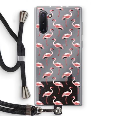 Flamingoprint groen: Samsung Galaxy Note 10 Transparant Hoesje met koord
