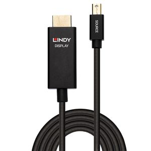 LINDY 40921 DisplayPort-kabel Aansluitkabel Mini DisplayPort-stekker, HDMI-A-stekker 1.00 m Zwart