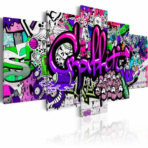 Schilderij - Graffiti , multikleur , 5 luik