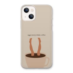 Aggressively drinks coffee: iPhone 13 Transparant Hoesje