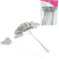 Miss France ballonbinders vlinder met glitter zilverkleurig 13 cm 36 stuks | 24 stuks
