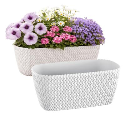 Prosperplast Plantenbak Splofy - 2x - wit - voor buiten - 40 x 18 x 14 cm - kunststof