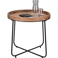 Bijzettafel - Trion Jin XL - Houten blad - Rond - Zwart - Metaal Bijzettafel - Trion Jin XL - Houten blad - Rond - Zwart - Metaal