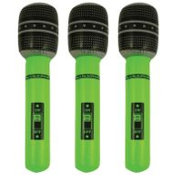 Set van 3x stuks neon groene opblaasbare microfoon 40 cm