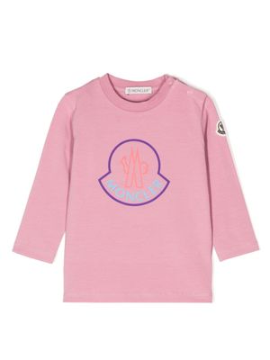 Moncler Enfant sweat en coton stretch à logo imprimé - Rose