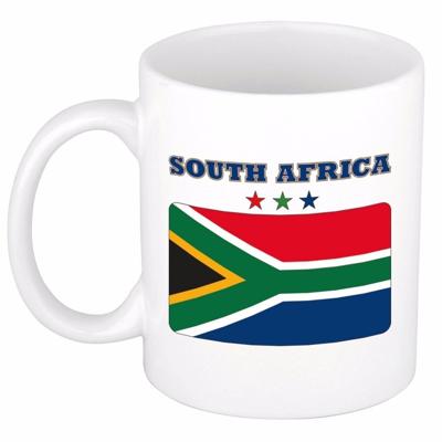 Koffie mok - drink beker - print vlag Zuid Afrika - 300 ml - supporters cadeau Koffie mok - drink beker - print vlag Zuid Afrika - 300 ml - supporters cadeau