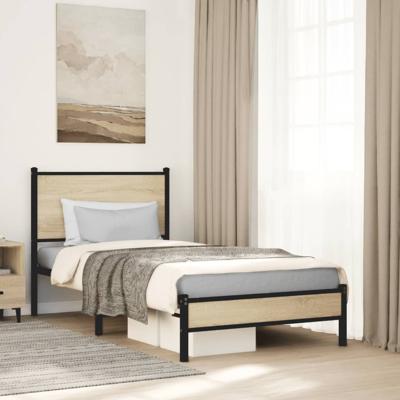 Bedframe zonder matras metaal sonoma eikenkleurig 75x190 cm