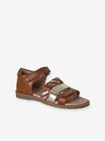 Leren sandalen voor kinderen met gesloten hiel, kleuterschoolcollectie veel bruin