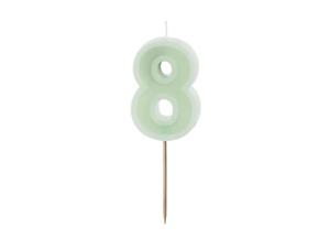 Verjaardagskaars Cijfer 8 Lichtgroen (6cm)