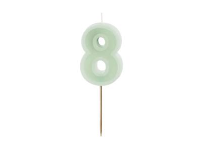 Verjaardagskaars Cijfer 8 Lichtgroen (6cm)