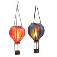 Solar luchtballon lantaarn set - blauw - hangend - 12 led - 11 x 36 cm