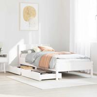 Bedframe zonder matras massief grenenhout wit 75x190 cm