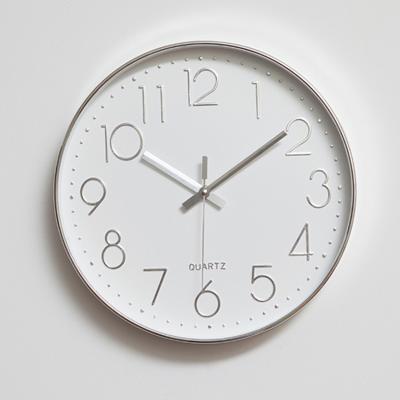 Thuiskantoor kamer moderne Silent niet tikt 12 inch ronde decoratieve Quartz Wandklok (zilver)