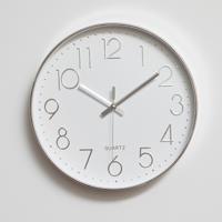 Thuiskantoor kamer moderne Silent niet tikt 12 inch ronde decoratieve Quartz Wandklok (zilver)
