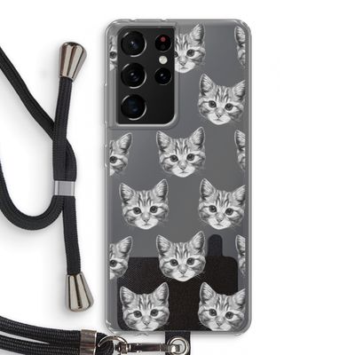 Kitten: Samsung Galaxy S21 Ultra Transparant Hoesje met koord