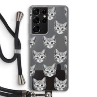 Kitten: Samsung Galaxy S21 Ultra Transparant Hoesje met koord
