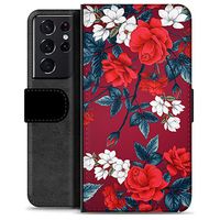 Samsung Galaxy S21 Ultra 5G Premium Portemonnee Hoesje - Vintage Bloemen