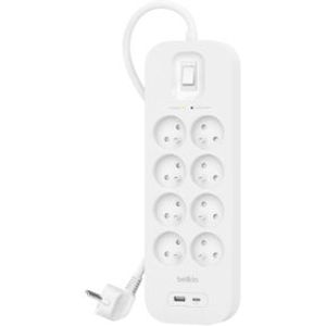 Belkin SRB003CA2M Overspanningsbeveiliging Wit 8 AC-uitgang(en) 2 m