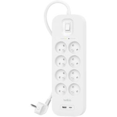 Belkin SRB003CA2M Overspanningsbeveiliging Wit 8 AC-uitgang(en) 2 m