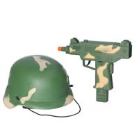 Soldaten verkleed set - helm en geweer - voor kinderen - militairen - leger - army