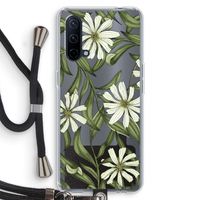 Wit bloemenpatroon: OnePlus Nord CE 5G Transparant Hoesje met koord