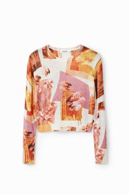 Dunne trui met collage - RED - L