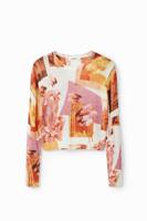 Dunne trui met collage - RED - L Dunne trui met collage - RED - L