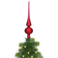 Glazen kerstboom piek/topper bordeaux rood mat 26 cm - thumbnail