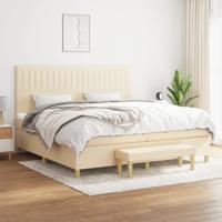 Boxspring met matras stof crèmekleurig 200x200 cm