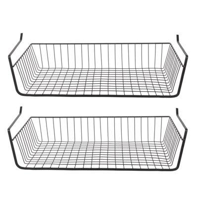 Hangmand voor kast - 2x - metaal - 56 x 26 x 14 cm - zwart - kastmandje - opbergers