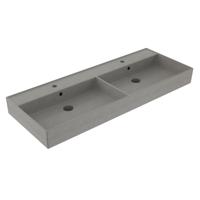 Wastafel Sanilux Edge Keramiek 120 Dubbele Wasbak 2 Kraangaten Warm Beton Sanilux