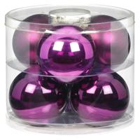 Grote kerstballen - 6x st - paars - D10 cm - glas - kerstversiering Grote kerstballen - 6x st - paars - D10 cm - glas - kerstversiering