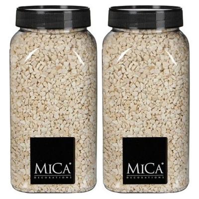 Mica Decorations decoratie stenen/granulaat - 2x - 650ml - creme - hobby steentjes